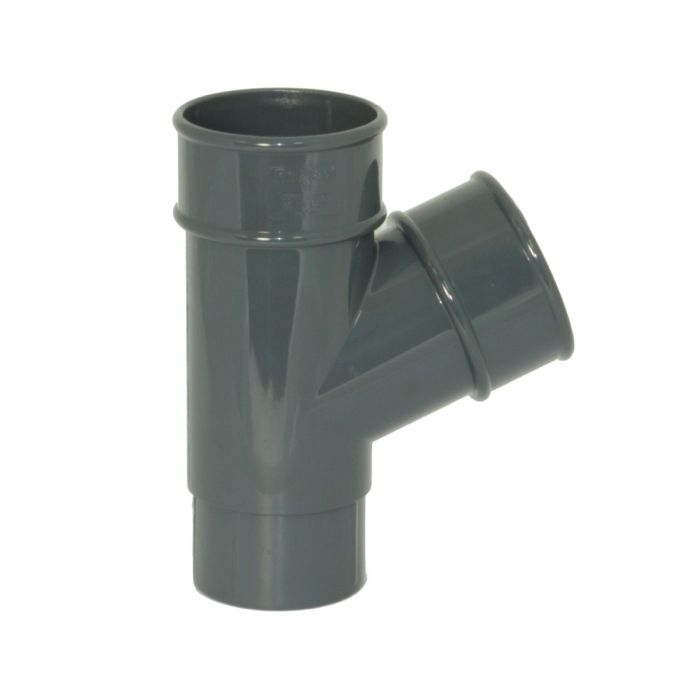 FloPlast 67.5 Degree Branch for 68mm Round Downpipe (Anthracite Grey)