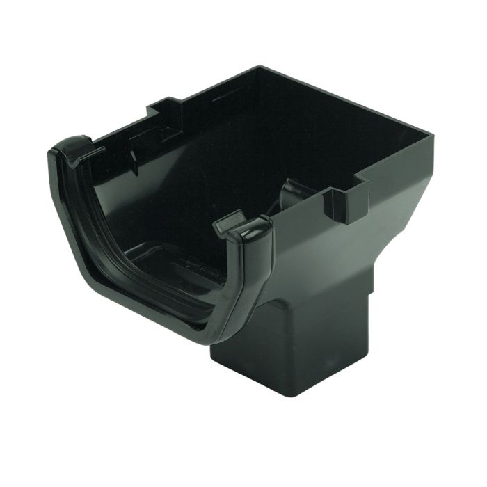 FloPlast Stopend Outlet for 114mm Square Rainwater System (Black)