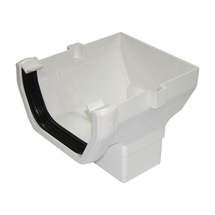 FloPlast Stopend Outlet for 114mm Square Rainwater System (White)