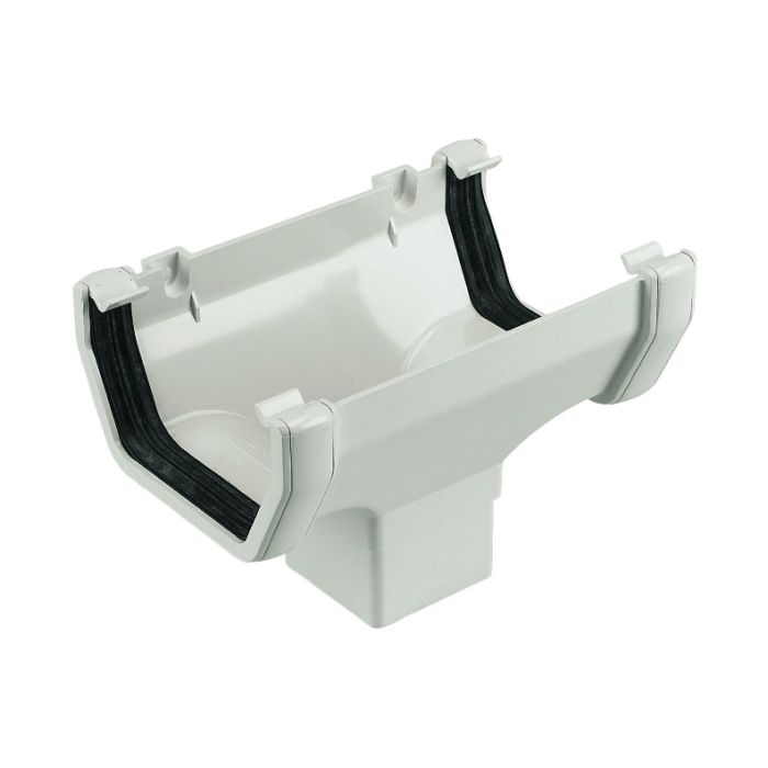 FloPlast Running Outlet for 114mm Square Rainwater System (White)