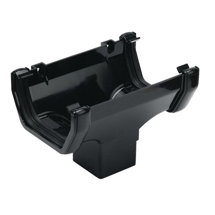 FloPlast Running Outlet for 114mm Square Rainwater System (Black)