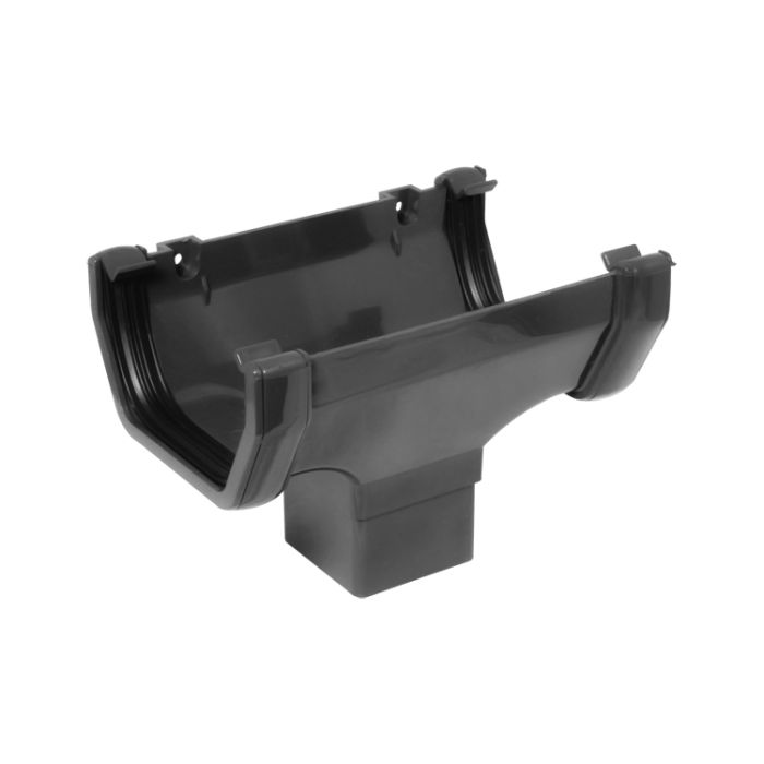 FloPlast Running Outlet for 114mm Square Rainwater System (Anthracite Grey)