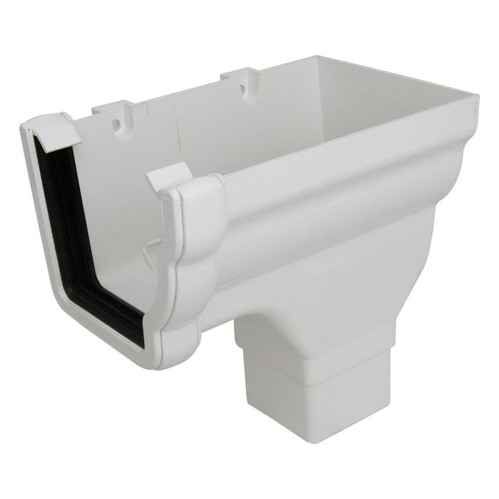 FloPlast Stopend Outlet Right Hand for Niagara Ogee Rainwater System (White)