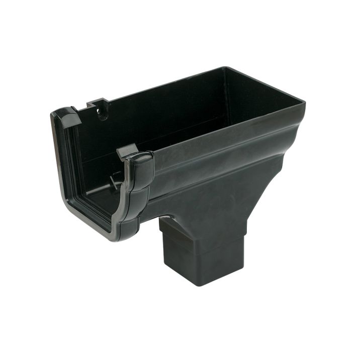 FloPlast Stopend Outlet Right Hand for Niagara Ogee Rainwater System (Black)