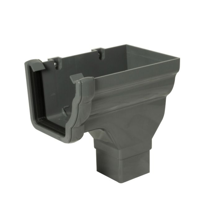 FloPlast Stopend Outlet Right Hand for Niagara Ogee Rainwater System (Anthracite Grey)