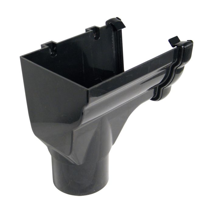 FloPlast Stopend Outlet Left Hand for Niagara Ogee Rainwater System (Black)