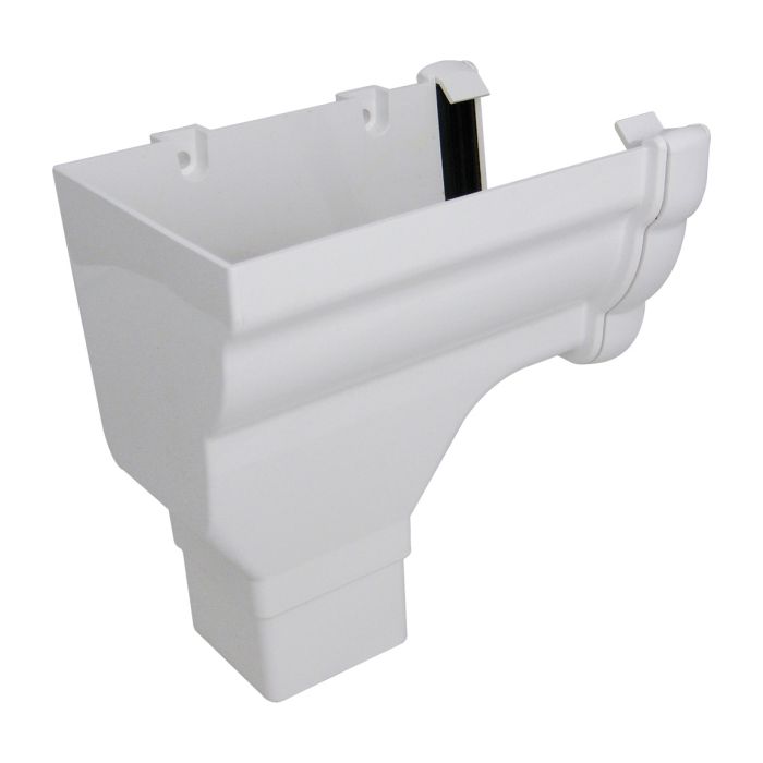 FloPlast Stopend Outlet Left Hand for Niagara Ogee Rainwater System (White)