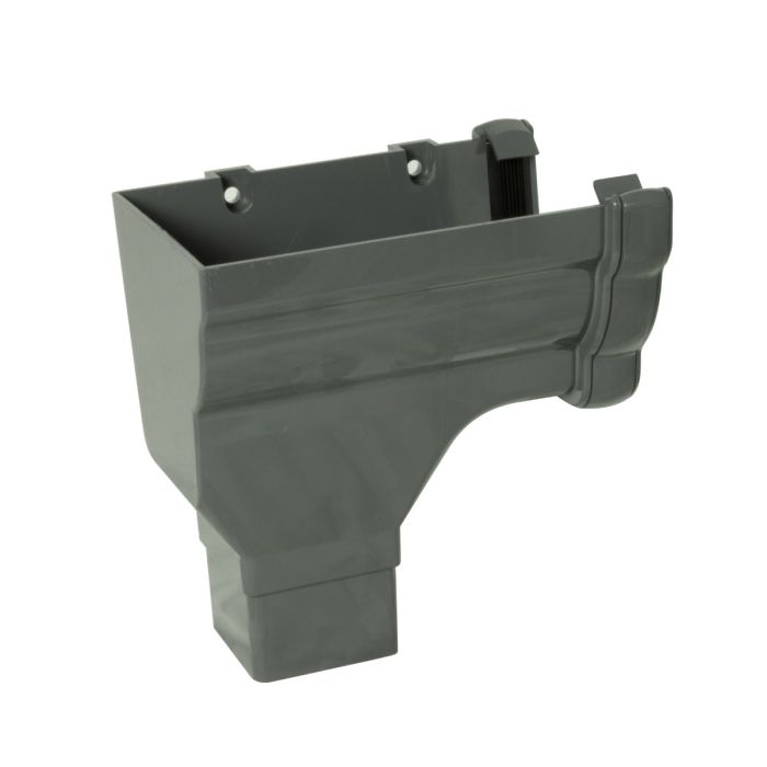 FloPlast Stopend Outlet Left Hand for Niagara Ogee Rainwater System (Anthracite Grey)