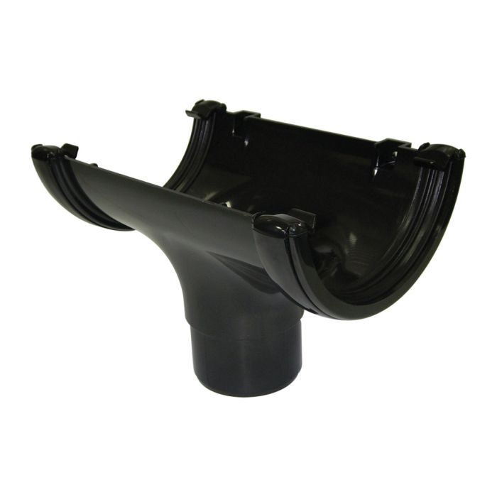 FloPlast Running Outlet 112mm Half Round Gutter (Black)