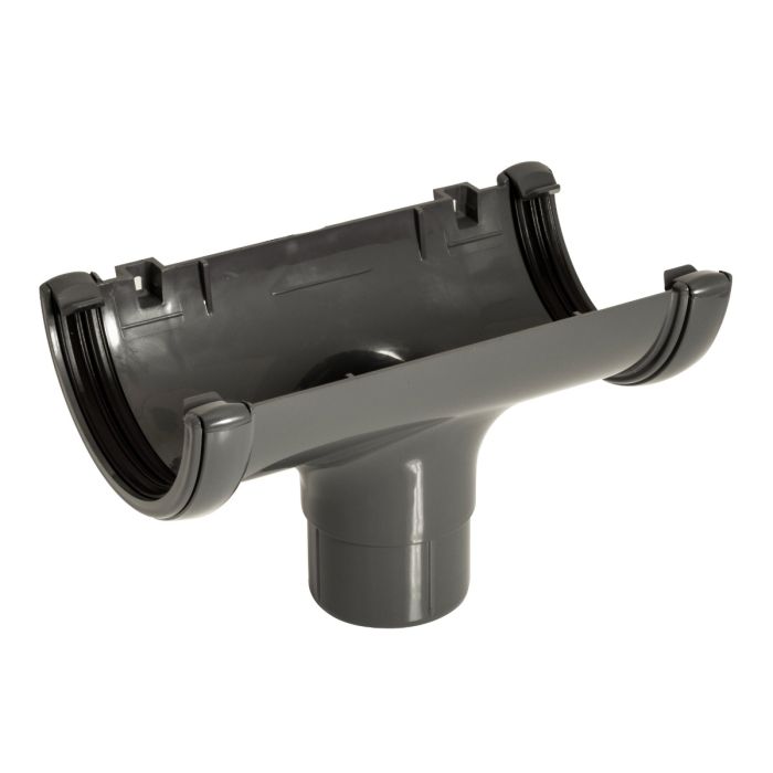 FloPlast Running Outlet 112mm Half Round Gutter (Anthracite Grey)