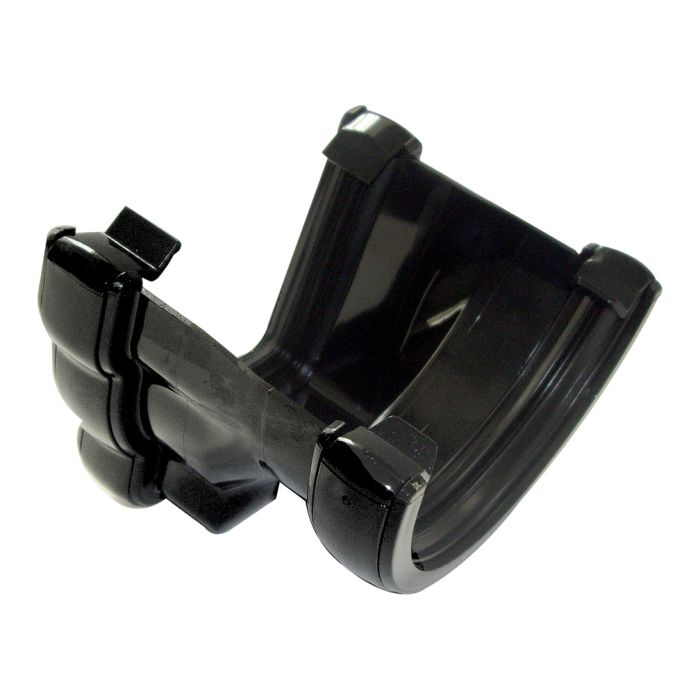 FloPlast Niagara To Half Round Gutter Adaptor Right Hand for Niagara Ogee Rainwater System (Black)