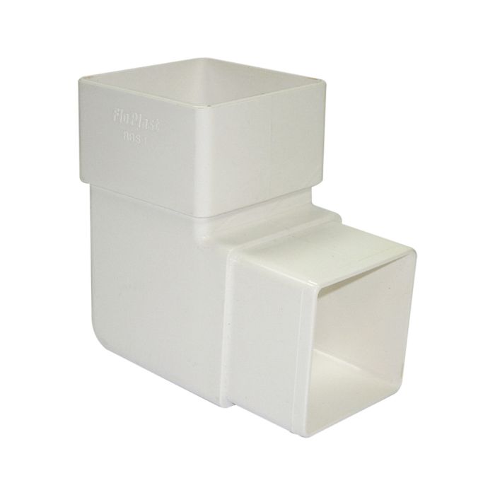 FloPlast 92.5 Degree Offset Bend for 65mm Square Downpipe (White)