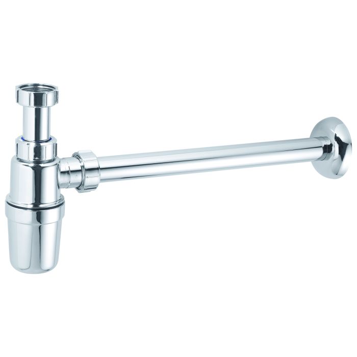 McAlpine Plastic Bottle Trap Waste Pipe and Wall Flange (1.1/4 Inch) (Chrome Plated)