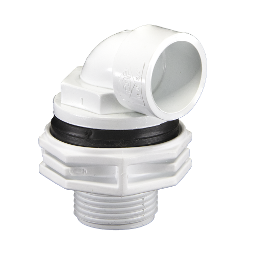Solvent Weld 21.5mm Overflow Bent Tank Connector White