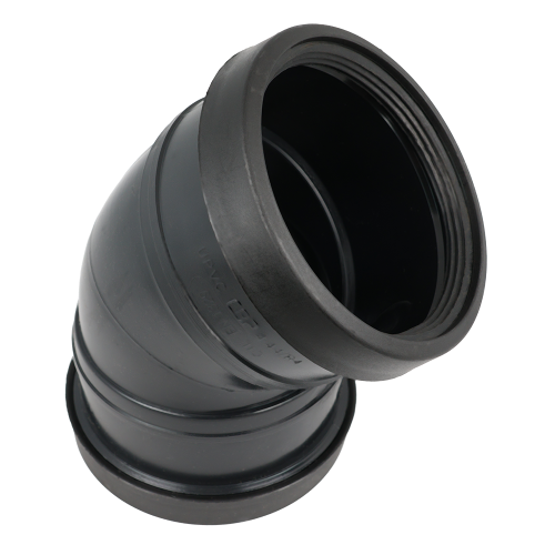 Masterflow 45 Deg Bend Double Socket Push Fit (110mm) (Black)