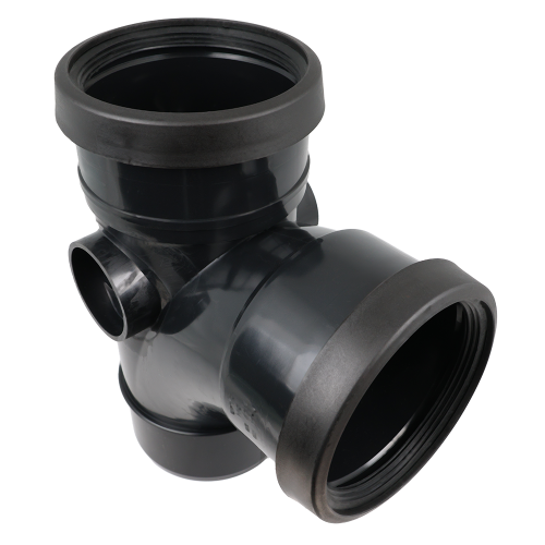 Masterflow 92 Deg Tee Double Socket Push Fit (110mm) (Black)