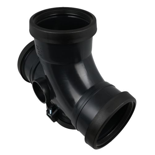 Masterflow 92 Deg Tee Triple Socket Access Door Push Fit (110mm) (Black)