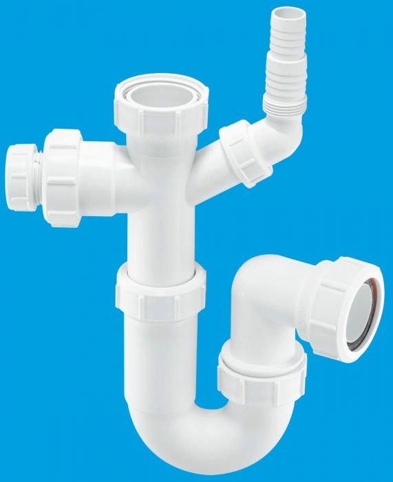 McAlpine Tubular Swivel Sink Trap with Washing Machine and 19/23mm Pipe Connection (Chrome Plated Brass)