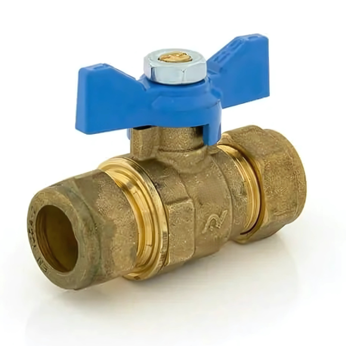 Altecnic Ball Valve Butterfly Handle Compression DZR (22mm) (Blue)