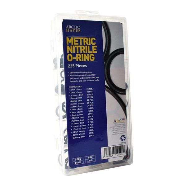 Arctic Hayes Metric Nitrile O Ring Assortment Washer Kit 225 Pieces