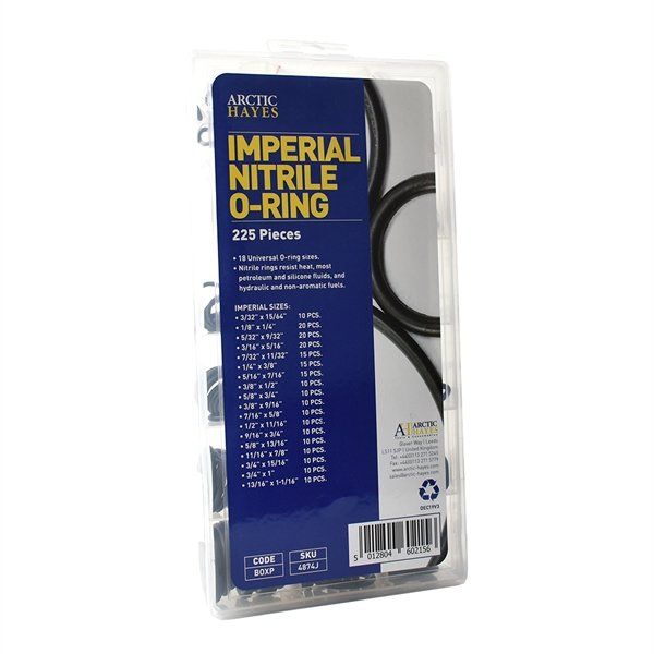 Arctic Hayes Imperial Nitrile O Ring Assortment Washer Kit 225 Pieces