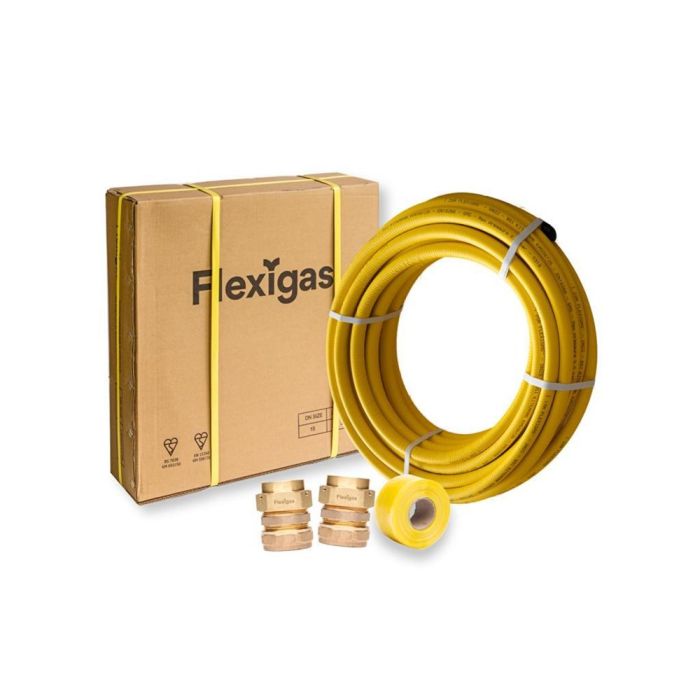 Flexigas CK15-10M-CC, Contractor Kit: 15mm x 10m Coil with 2 x Copper Compression Fittings
