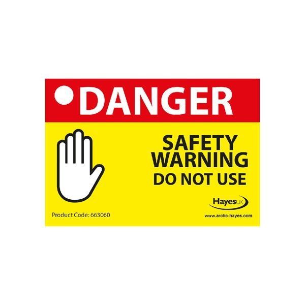 Arctic Hayes DANGER Safety Warning Do Not Use Labels 10 Pack