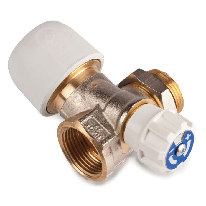 Hep2O 1 Port Valved Manifold Plated Brass (3/4 Inch BSP x 22mm Male x Female)