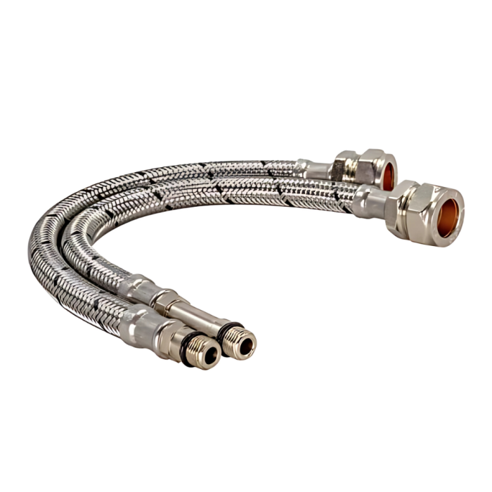 Mono Basin Flexible Tap Connector (Pair) 12mm x 3/8 Inch x 500mm Long (WRAS Approved)
