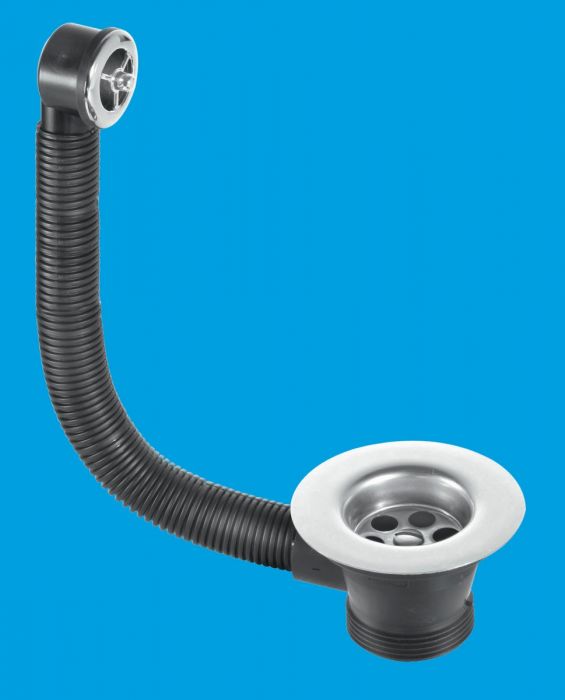 McAlpine Sink Combined Waste and Overflow Chrome Flange and Overflow (1.1/2 Inch x 85mm)