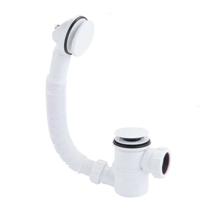 McAlpine Top Access Bath Trap with Removable Chrome Plated Clicker Waste (Gloss White)