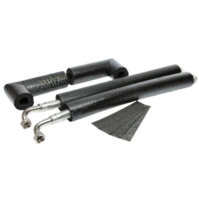 Pre-Insulated Angled Heat Pump Flexi Hose (Pair) (28mm x 750mm x 1.1/4 Inch BSPF)