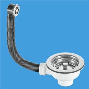 McAlpine Basket Strainer Waste with Round Stainless Steel Overflow (1.1/2 Inch)