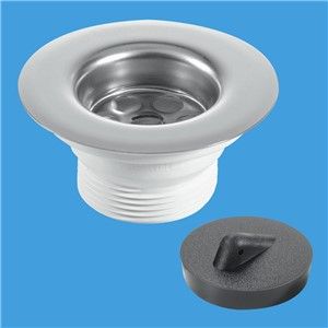 McAlpine Stainless Steel Flange Sink Waste with Chain and Stay (1.1/2 Inch x 85mm)