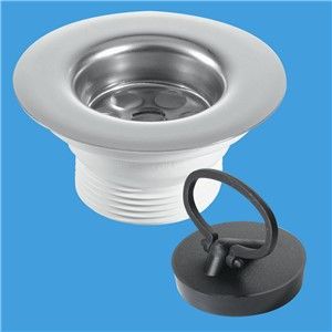 McAlpine 1.1/2 Inch x 85mm Stainless Steel Flange Sink Waste With BP4H Plug