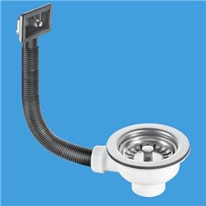 McAlpine Basket Strainer Waste with Rectangular Stainless Steel Overflow (1.1/2 Inch)
