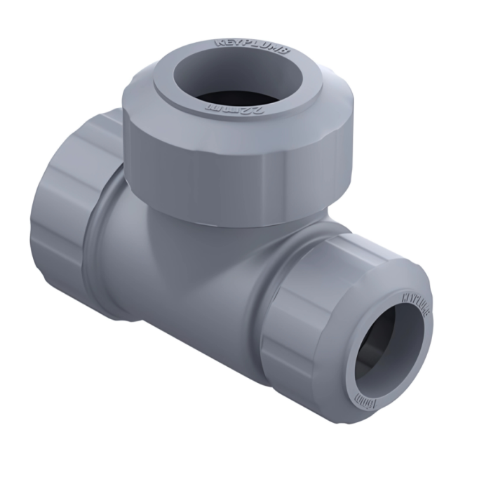 Keyplumb Polybutylene Push-Fit End Reducing Tee (22 x 22 x 15mm) (Grey)