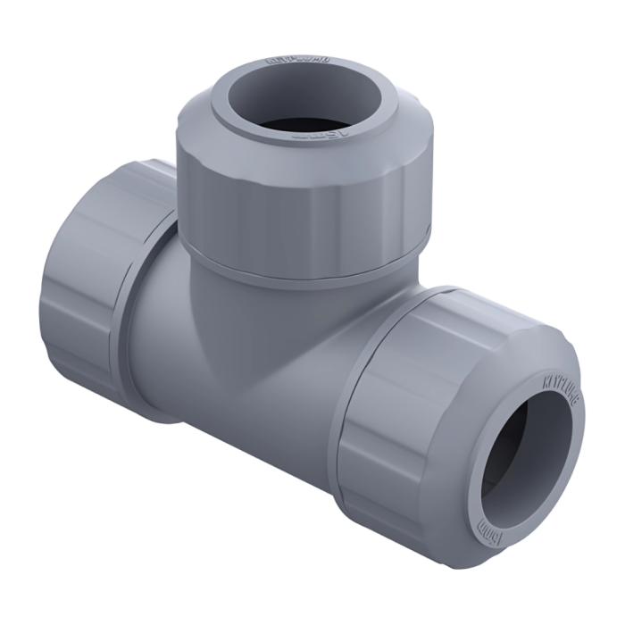 Keyplumb Polybutylene Push-Fit Tee (22mm) (Grey)
