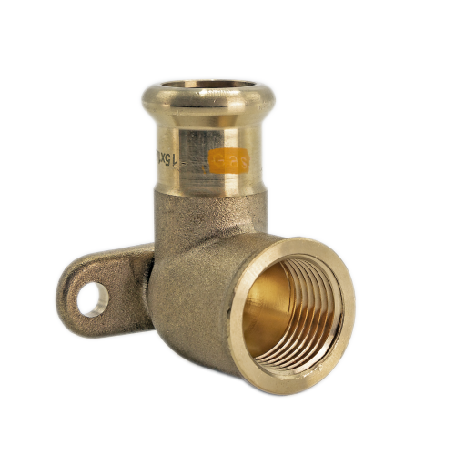 Press Fit M Profile Female Iron Wall Plate Elbow GAS CxF (15mm x 1/2 Inch BSP)
