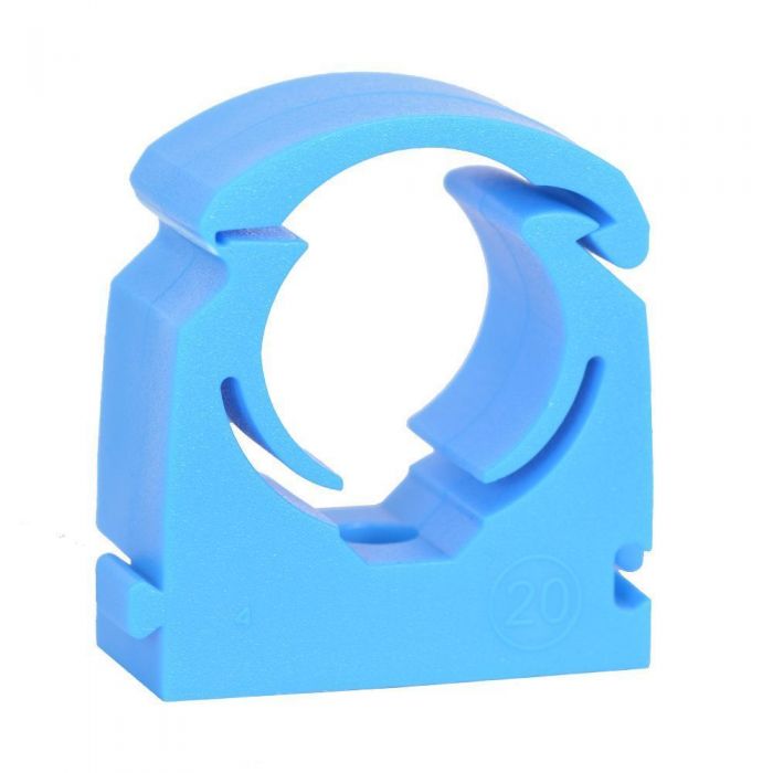 Blue MDPE Hinged Pipe Clips