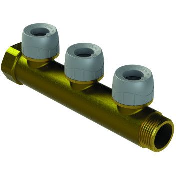 Polyplumb Enhanced 22mm 3 Port Brass Singlesided Unvalved Manifold