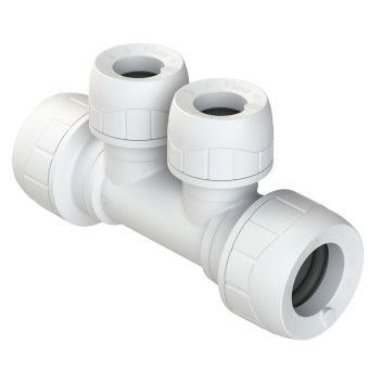 Polyplumb Enhanced 22mm 2 Port PIB Singlesided Manifold White