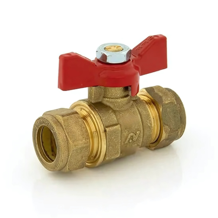 Altecnic Ball Valve Butterfly Handle Compression DZR (28mm) (Red)