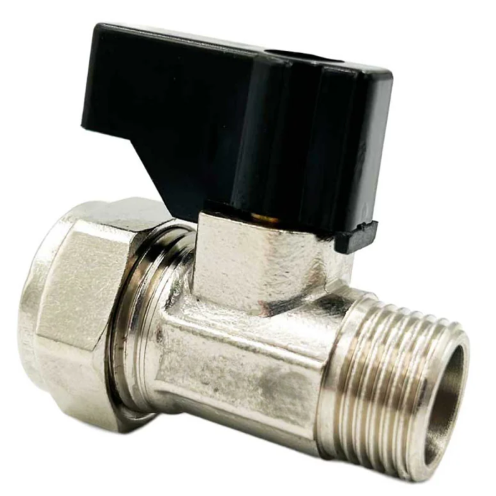 Flat-faced Male Iron Straight Isolation Valve with Handle (15mm x 1/2 Inch BSP MI)