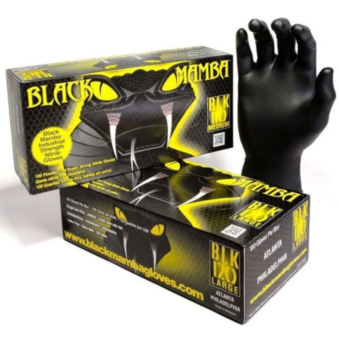 Black Mamba Industrial Strength Nitrile Gloves (Medium) (Box of 100)