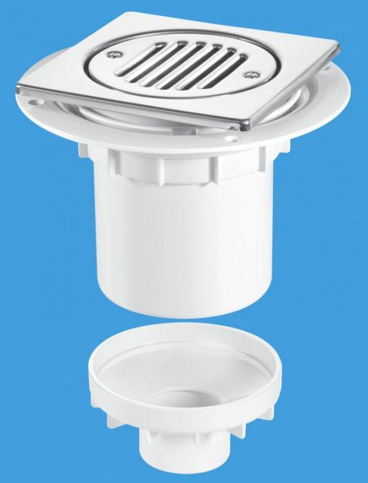 McAlpine Trapped 75mm Vertical Outlet Gully Polished Stainless Steel