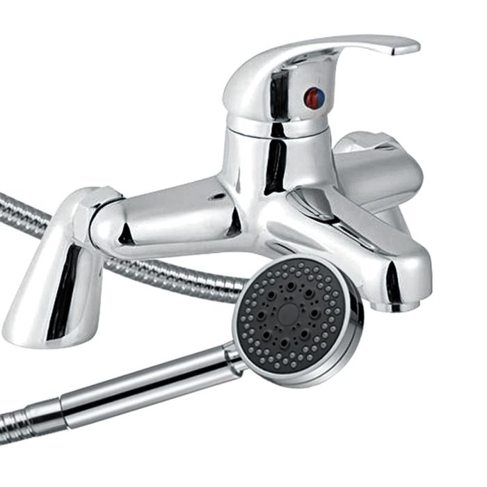 Trisen Ailsa Modern Single Lever Bath Shower Mixer with Kit (Chrome)