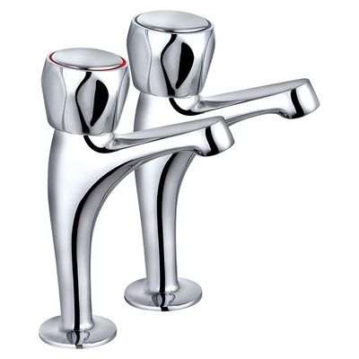 Trisen Club High Neck Pillar Taps (Chrome)