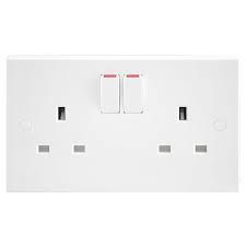 Electrical Socket Outlet 2 Gang Switched