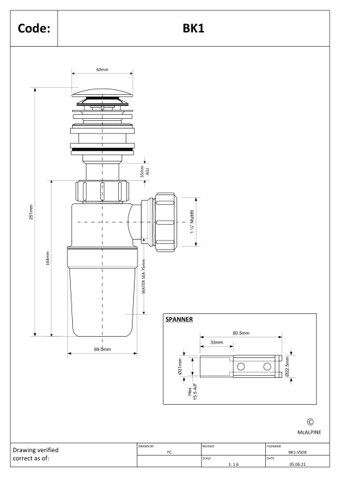 1 1/4" Basin Clicker Waste: Unslotted | Traps, Wastes And Fixations